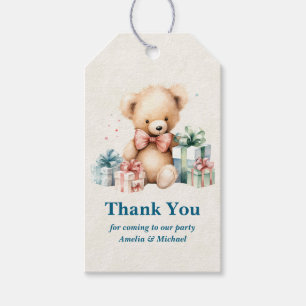 Niedlicher Teddy Bär mit Weihnachtsgeschenken Viel Geschenkanhänger