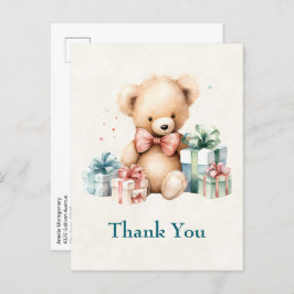 Niedlicher Teddy Bär mit Weihnachtsgeschenken Viel Postkarte