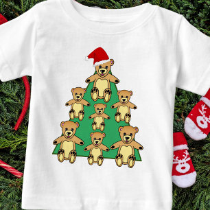 Niedlicher Teddy Bär mit Weihnachtsmannmütze Weihn Baby T-shirt