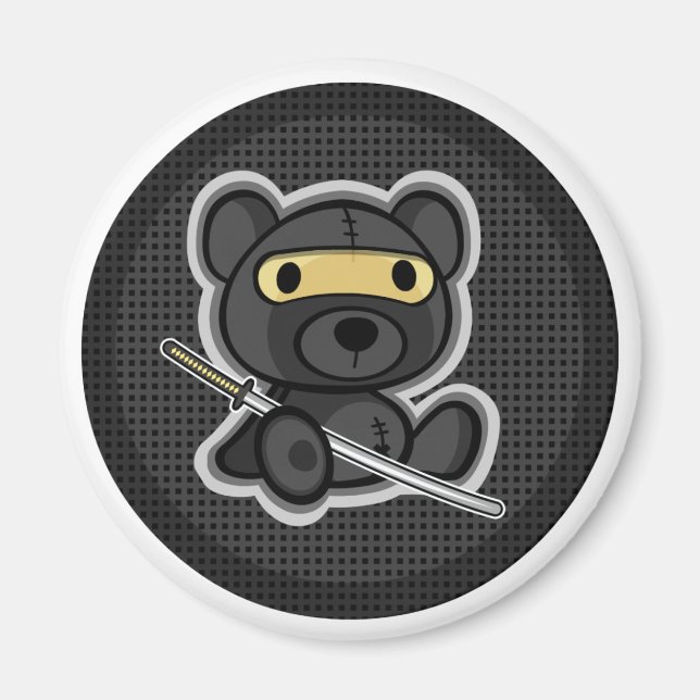 Niedlicher Teddy Bär Ninja Samurai Krieger Magnet (Vorne)