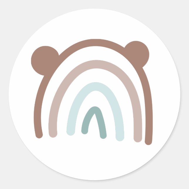 Niedlicher Teddy Bär Ohren Regenbogen Umschlag Auf Runder Aufkleber (Vorderseite)