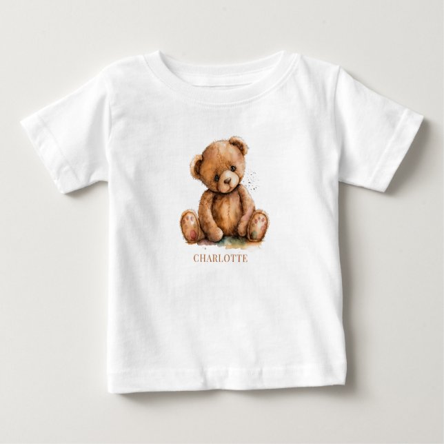Niedlicher Teddy Bär Personalisiert Baby T-shirt (Vorderseite)