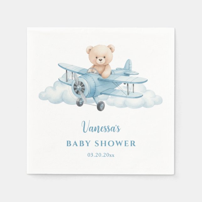 Niedlicher Teddy Bär Pilot Paper Napkin Serviette (Vorderseite)