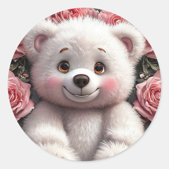 Niedlicher Teddy Bär Runder Aufkleber (Vorderseite)