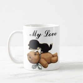 Niedlicher Teddy-Bär und schwarze Katze - meine Tasse