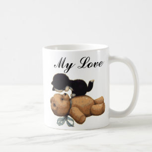 Niedlicher Teddy-Bär und schwarze Katze - meine Tasse