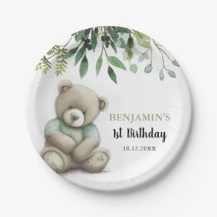 Niedlicher Teddy-Bär Verlasse jedes Alter zum Gebu Pappteller