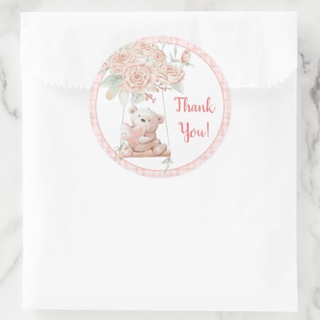 Niedlicher Teddy Bar Vielen Dank Runder Aufkleber (Tasche)
