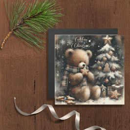 Niedlicher Teddy Bär Weihnachtsgrüßen Magnetkarte