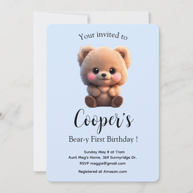 Niedlicher Teddy Bären Baby 1. Geburtstag (Vorderseite)