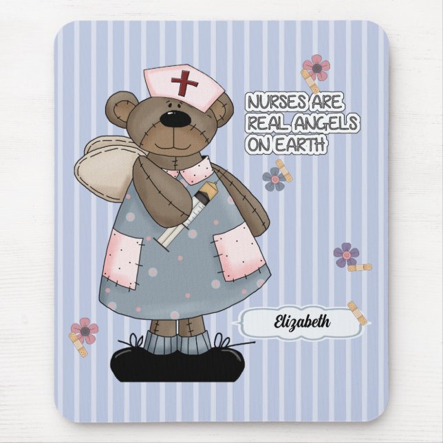 Niedlicher Teddy Bear Angel Nurse Apprecife Gesche Mousepad (Vorne)