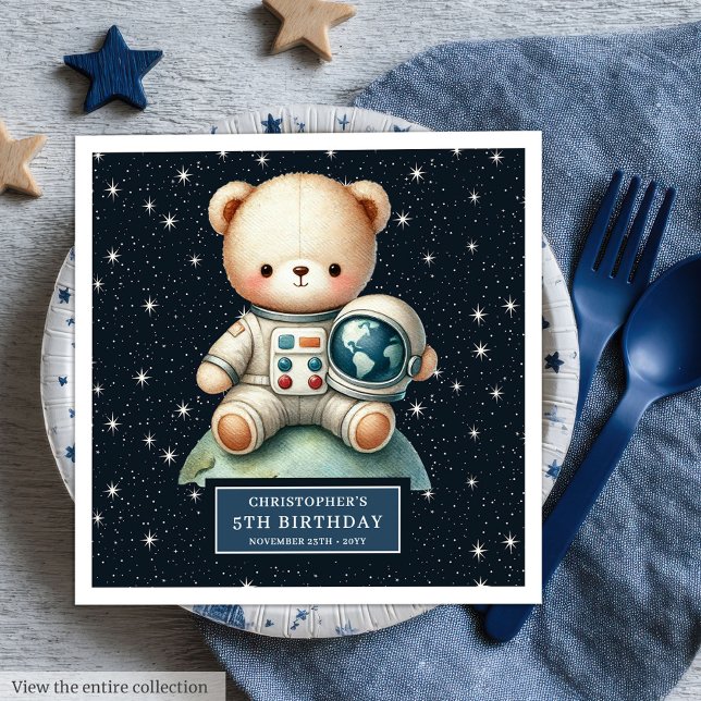Niedlicher Teddy Bear Astronaut Neapel für Dusche  Serviette (Cute Teddy Bear Astronaut Napkins for Shower Party)