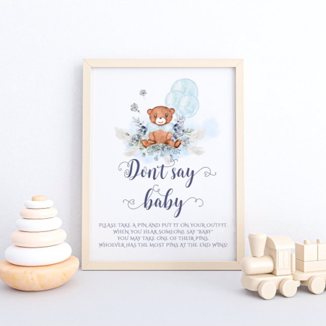 Niedlicher Teddy Bear Blue Balloons kein Baby Game Poster (Von Creator hochgeladen)