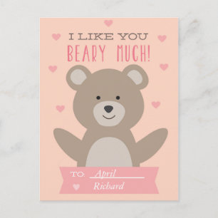 Niedlicher Teddy Bear Classroom Valentine Postkart Feiertagspostkarte