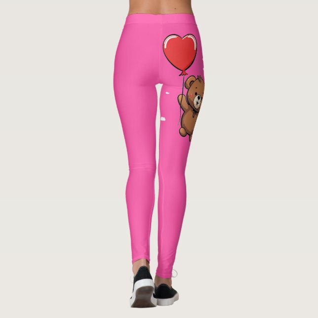 Niedlicher Teddy Bear Floating Ballon Leggings (Rückseite)