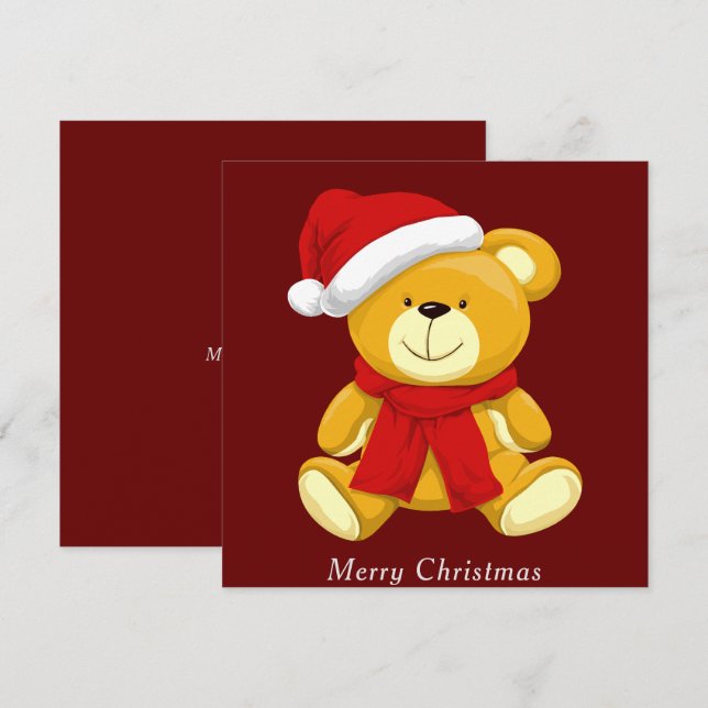 Niedlicher Teddy Bear Frohe Weihnachtskarten (Vorne/Hinten)