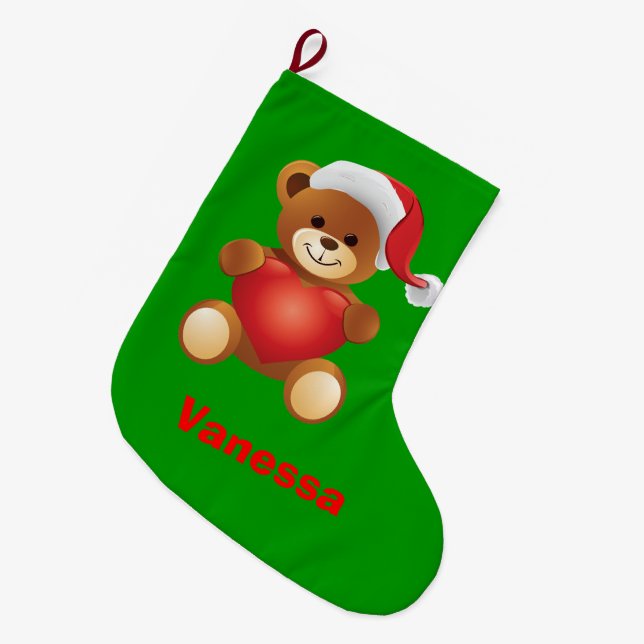 Niedlicher Teddy Bear Kinder Weihnachten Strumpf Großer Weihnachtsstrumpf (Vorderansicht (hängend))