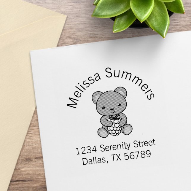 Niedlicher Teddy Bear mit einer Berry-Arch-Adresse Gummistempel (Von Creator hochgeladen)