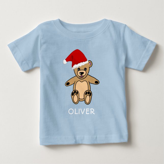 Niedlicher Teddy Bear mit Weihnachtsmannmütze Chri Baby T-shirt (Vorderseite)