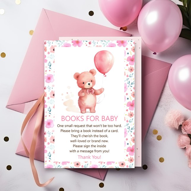Niedlicher Teddy Bear Pink Ballon Bücher für Baby  Begleitkarte (Von Creator hochgeladen)