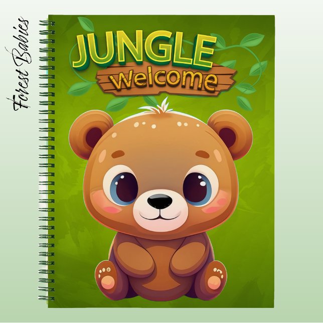 Niedlicher Teddy Bear Playful Safari Zoo Wald Gree Notizbuch (Cute Teddy Bear Stationery Adorable Woodland Wildlife Notebook Unique Animal Character Notepad 🐻)