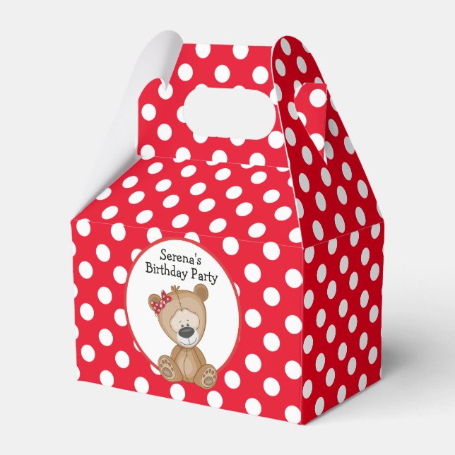Niedlicher Teddy Bear Polka Dots Geburtstag Geschenkschachtel (Vorderseite)