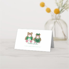 Niedlicher Teddybär 55. Smaragdhochzeit Platzkarte