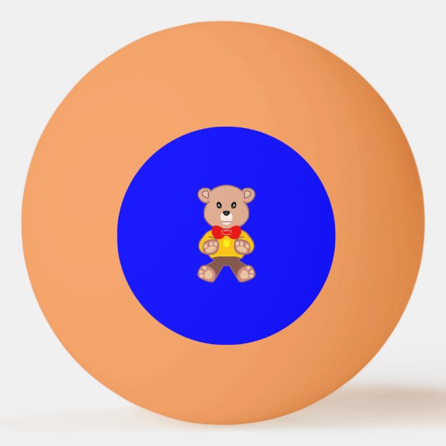 Niedlicher Teddybär auf Blue Ping Pong Ball Tischtennisball (Vorderseite)