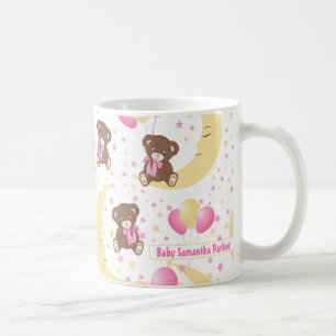 Niedlicher Teddybär auf dem Mondmuster Kaffeetasse
