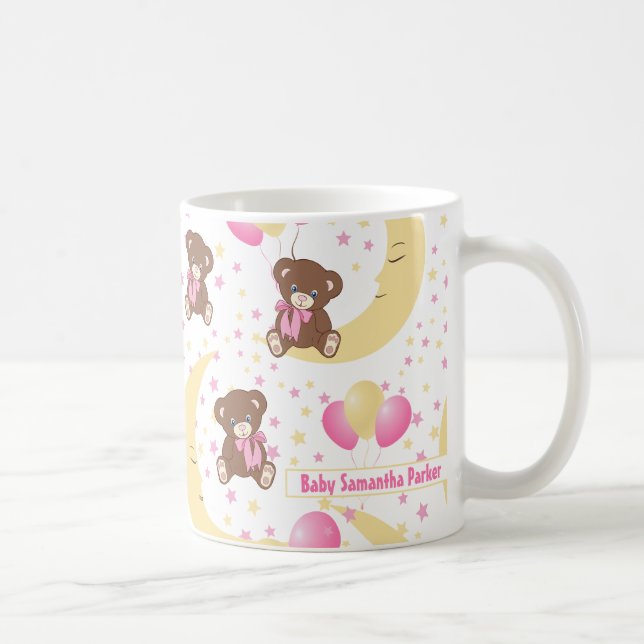 Niedlicher Teddybär auf dem Mondmuster Kaffeetasse (Rechts)
