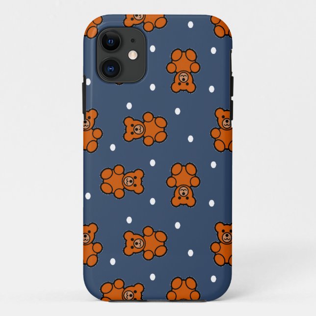 Niedlicher Teddybär auf Polka dot Case-Mate iPhone Hülle (Rückseite)