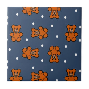 Niedlicher Teddybär auf Polka dot Fliese
