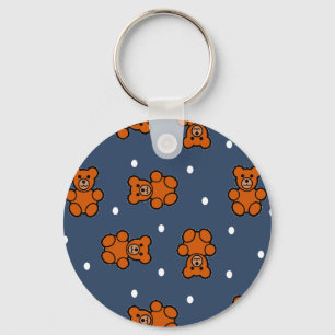 Niedlicher Teddybär auf polka dot Schlüsselanhänger