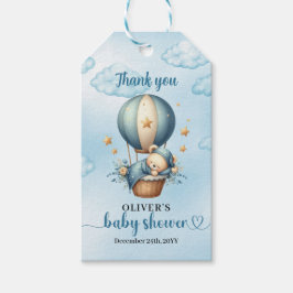 Niedlicher Teddybär blauer brauner Elfenbein Heißl Geschenkanhänger