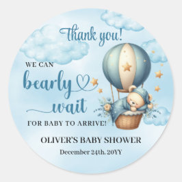 Niedlicher Teddybär blauer brauner Elfenbein Heißl Runder Aufkleber