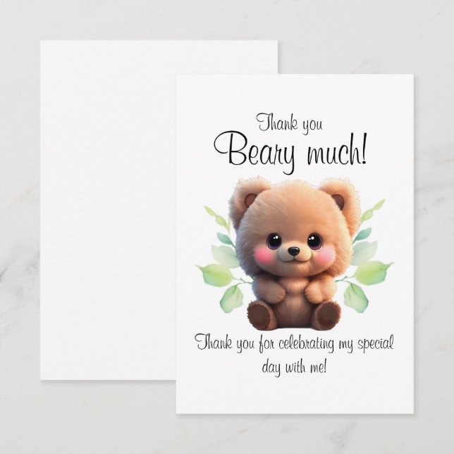 Niedlicher Teddybär Dankeskarte (Vorne/Hinten)