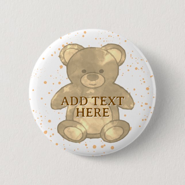 Niedlicher Teddybär-eigener Text Button (Vorderseite)