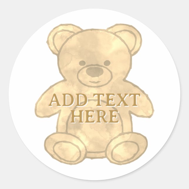 Niedlicher Teddybär-eigener Text Runder Aufkleber (Vorderseite)