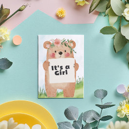 Niedlicher Teddybär Es ist ein Mädchen-Dusche Einl Einladung