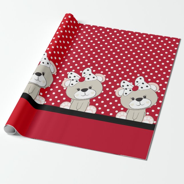 niedlicher Teddybär Geschenkpapier (Ungerollt)