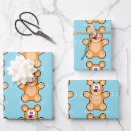 niedlicher Teddybär Geschenkpapier Set