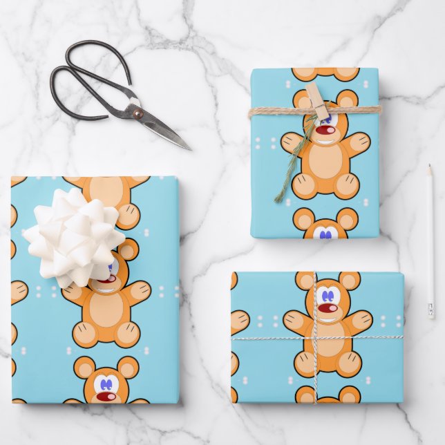 niedlicher Teddybär Geschenkpapier Set (Vorderseite)