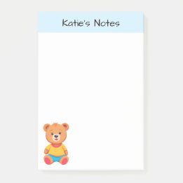 Niedlicher Teddybär Kinder Personalisiert Post-it Klebezettel