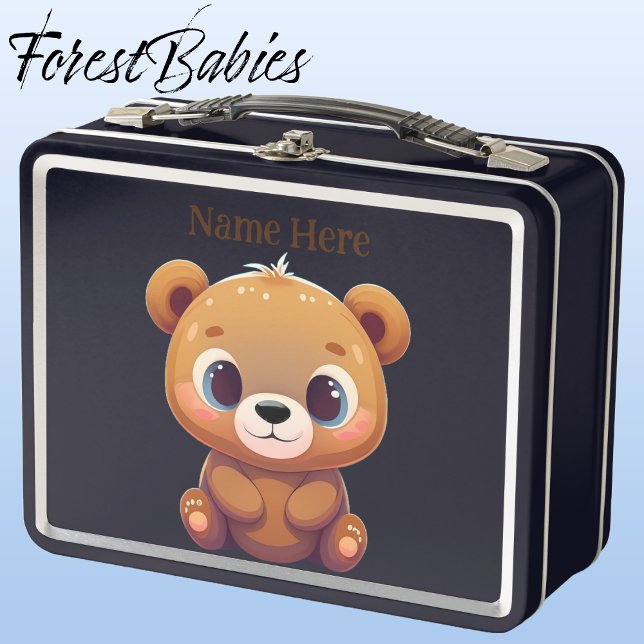 Niedlicher Teddybär Kinder Tierischer Cartoon Graf Metall Brotdose (Teddy Bear, Black ForestBabies Lunch Box)