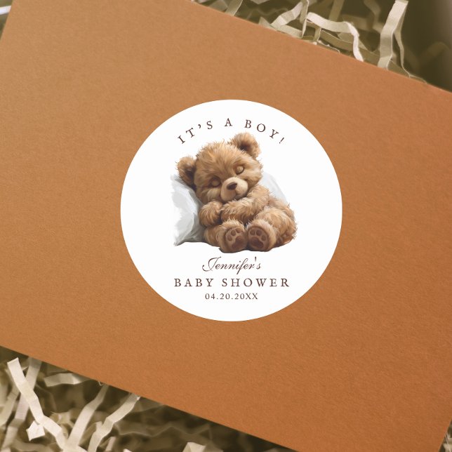 Niedlicher Teddybär mit Aquarellfarbe Runder Aufkleber (Von Creator hochgeladen)