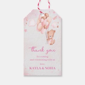 Niedlicher Teddybär mit Ballon Geschenkanhänger