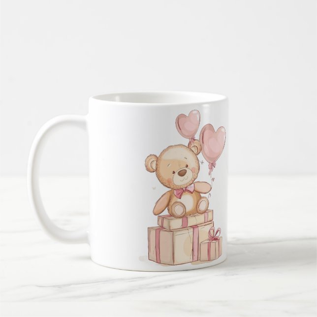 niedlicher Teddybär mit Ballons Tasse (Links)