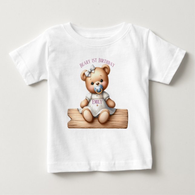 Niedlicher Teddybär mit Balloons und Geschenken Baby T-shirt (Vorderseite)