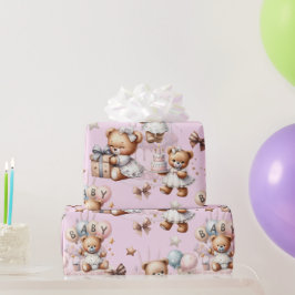 Niedlicher Teddybär mit Balloons und Geschenken Geschenkpapier