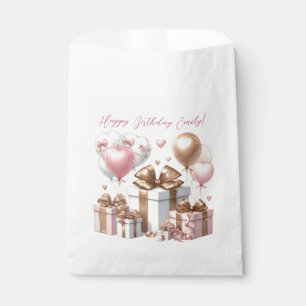 Niedlicher Teddybär mit Balloons und Geschenken Geschenktütchen